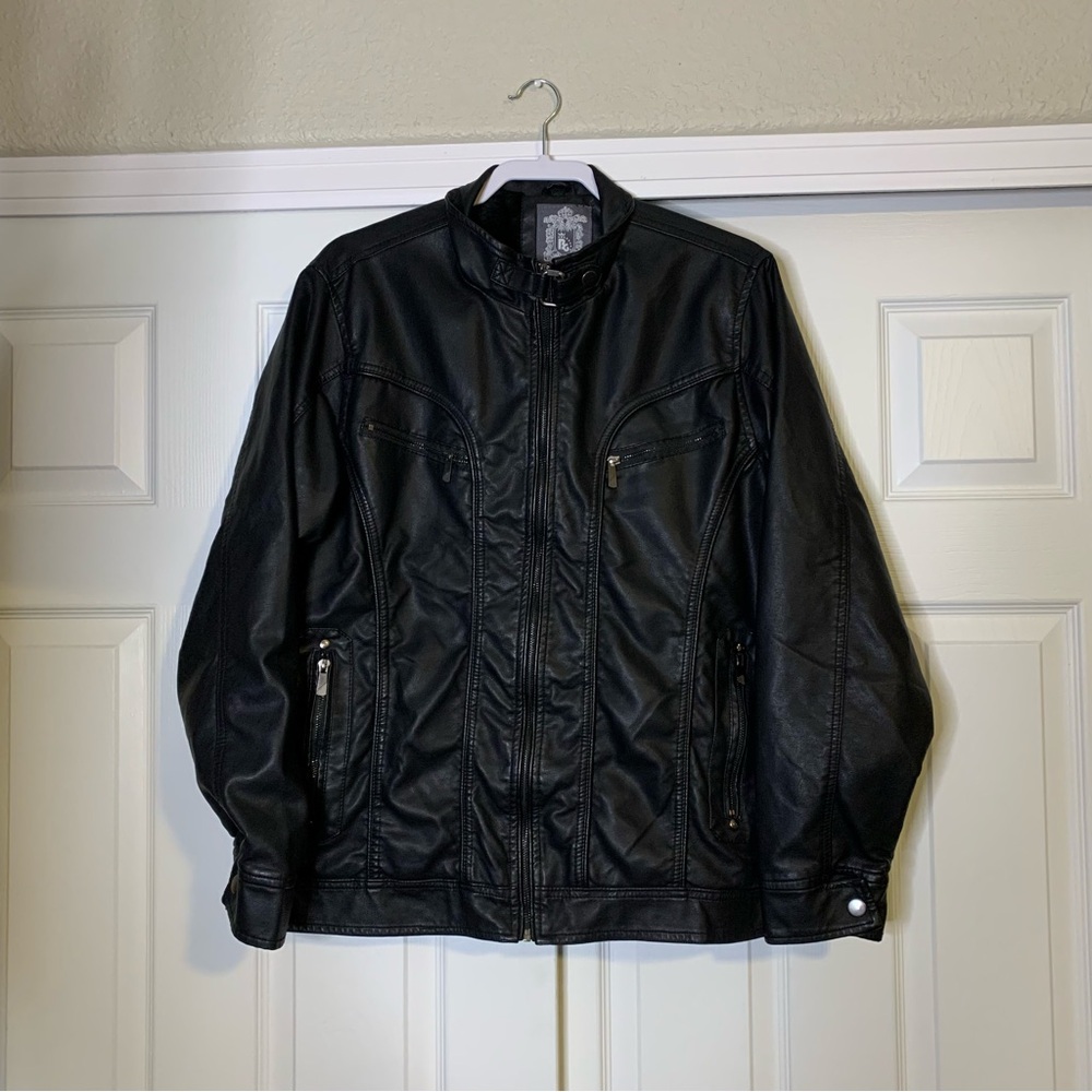 Men's Bleu Grandeur Black Faux Leather Jacket